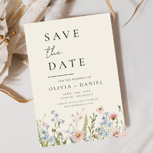 Wildflowers Beige Boho Save the Date Minimalist