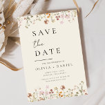 Wildflowers Beige Boho Save the Date Minimalist<br><div class="desc">This elegant boho save the date minimalist wildflower invitation is the perfect way to announce your upcoming nuptials in a stylish and affordable way. The invitation features a simple design with a wildflower and a modern font. The invitation is customisable with your own text and details, making it the perfect...</div>