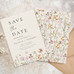 Wildflowers Beige Boho Save the Date Minimalist<br><div class="desc">This elegant boho save the date minimalist wildflower invitation is the perfect way to announce your upcoming nuptials in a stylish and affordable way. The invitation features a simple design with a wildflower and a modern font. The invitation is customisable with your own text and details, making it the perfect...</div>