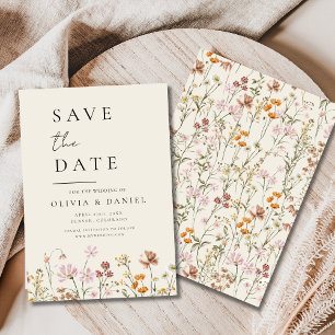 Wildflowers Beige Boho Save the Date Minimalist 