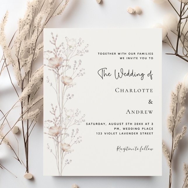 Wildflowers beige boho wedding invitation (Creator Uploaded)