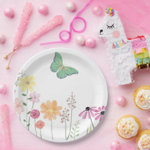 Wildflowers Bird Butterfly Girls Birthday Party Paper Plate