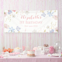 WILDFLOWERS Birthday party Backdrop banner