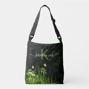 Wildflowers black monogram name crossbody bag