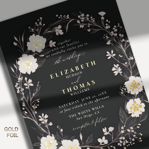 Wildflowers Black White Bold Gold Elegant Wedding