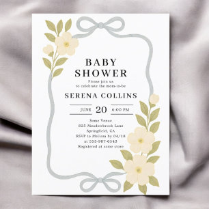 Wildflowers Blue Bow Baby Shower Postcard
