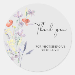 Wildflowers bohemian style thank you classic round sticker