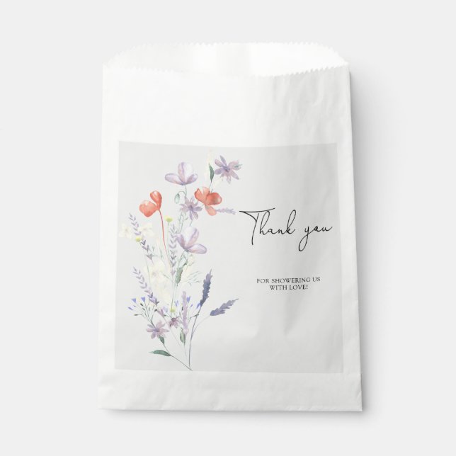 Wildflowers bohemian style thank you favour bags (Front)
