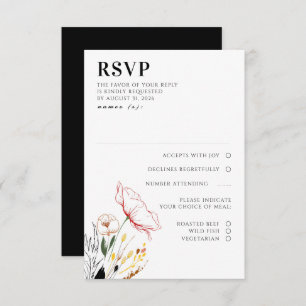 Wildflowers Boho Black Elegant Wedding RSVP