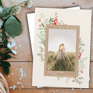 Wildflowers Boho Botanical Wedding Photo Save The  Save The Date