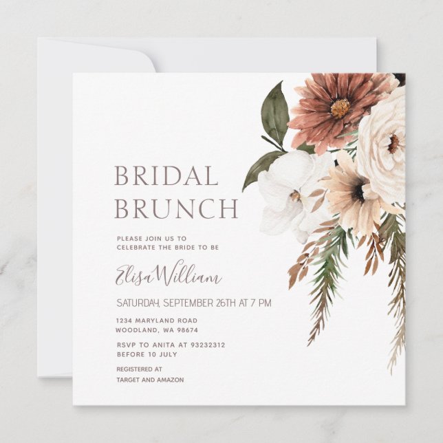 Wildflowers Boho Bridal Brunch invitation  (Front)