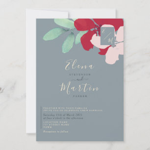 Wildflowers Boho Dusty Blue Wedding Invitation