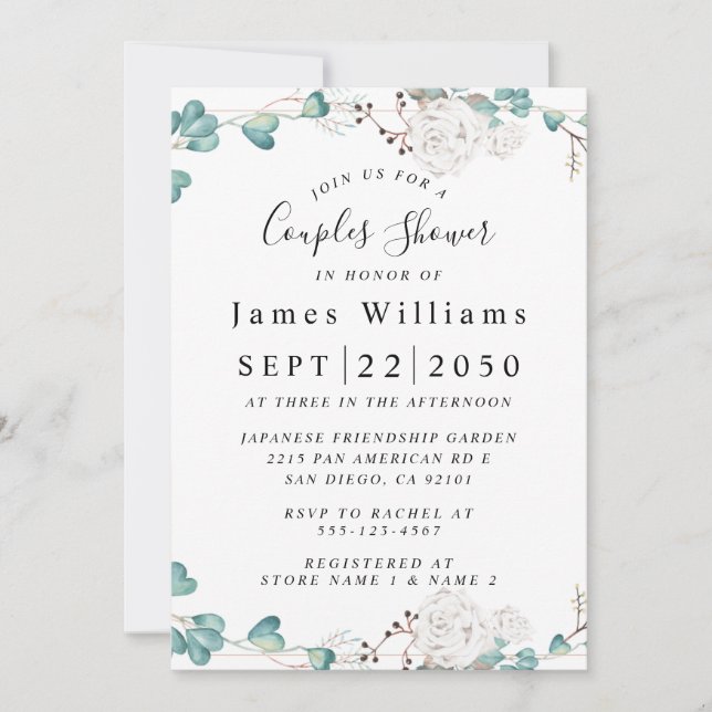 Wildflowers, Boho Floral Bridal Shower Invitation (Front)