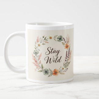Wildflowers Boho Floral Stay Wild Large Mug