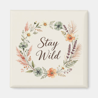 Wildflowers Boho Floral Stay Wild sticker Square Magnet