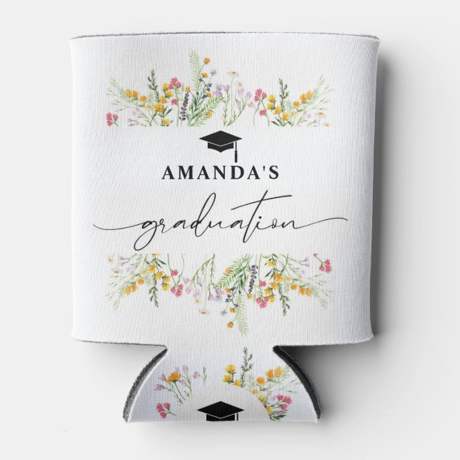 Wildflowers Boho Graduation Party paper napkins Can Cooler (Front)