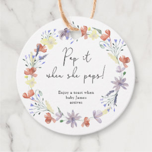 Wildflowers boho Pop it when she pops baby shower Favour Tags