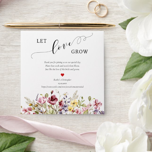 Wildflowers Boho Poppies Let Love Grow Seed Packet Envelope (Wedding)