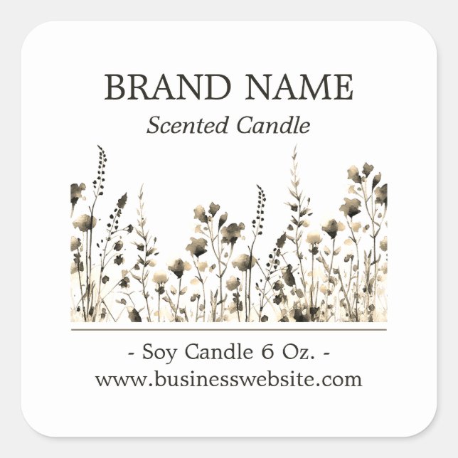 Wildflowers Boho Product Label Sepia (Front)