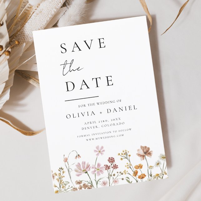 Wildflowers Boho Save the Date Minimalist  (Creator Uploaded)