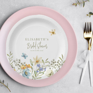 Wildflowers boho spring personalised bridal shower paper plate