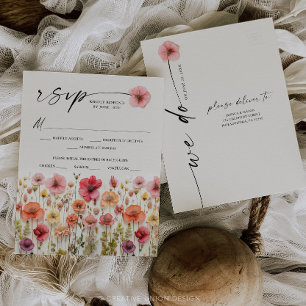 Wildflowers Boho Wedding RSVP Postcard