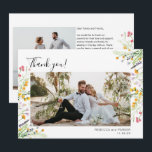 Wildflowers boho Wedding Thank you photo Card<br><div class="desc">Boho modern Photo Card for Wedding Thank You Card with wildflowers and 2 photos. Personalised with your photo,  names and date.

Photo by freepick</div>