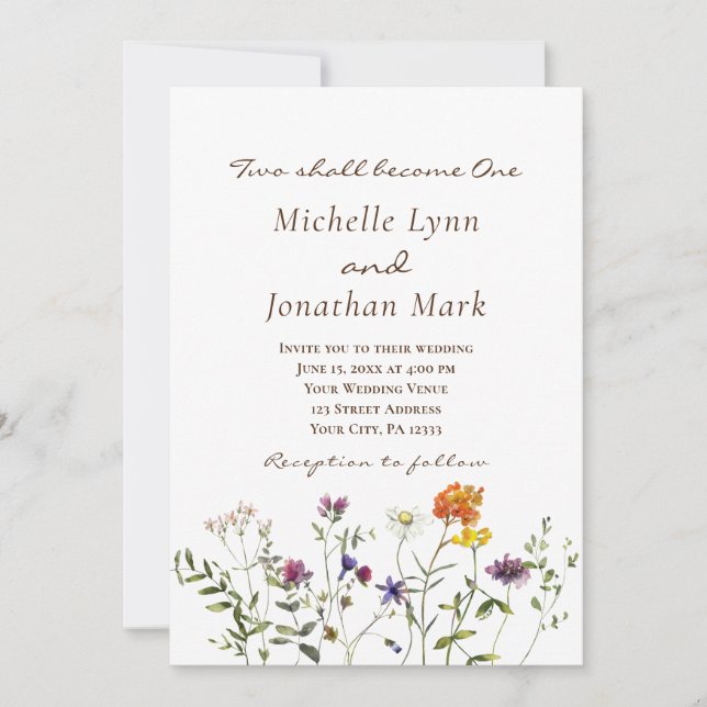 Wildflowers Botanical Floral Christian Wedding Invitation (Front)