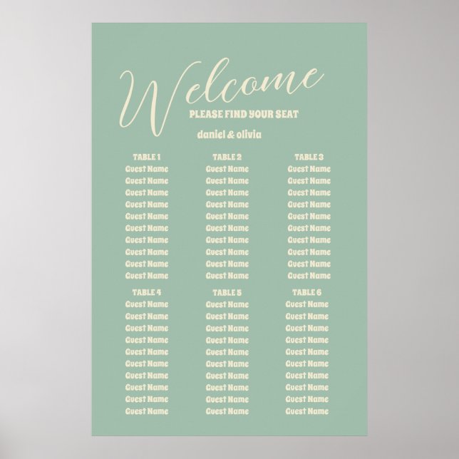 Wildflowers Botanical Garden Weddin Seating Charts (Front)