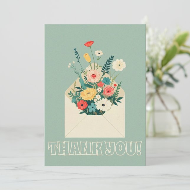 Wildflowers Botanical Garden Wedding Thank You Card (Standing Front)