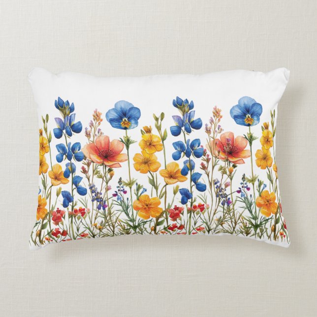 wildflowers botanical nature garden decorative cushion (Front)