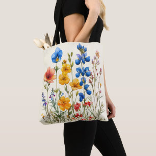 wildflowers botanical nature garden tote bag