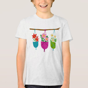 WILDFLOWERS: Botanical Trio in Hanging Planters Tri-Blend Shirt