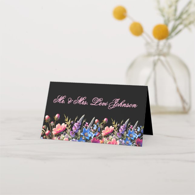 Wildflowers Botanical Wedding Seat Chart Place Card (Front)
