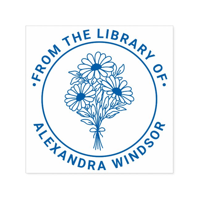 Wildflowers Bouquet #2 Library Book Name Embosser Self-inking Stamp (Design)