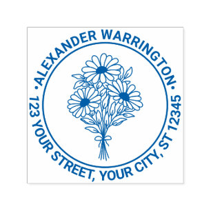 Wildflowers Bouquet #2 Name Return Address Self-inking Stamp