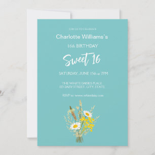 Wildflowers Bouquet Floral Sixteen Birthday Party Invitation