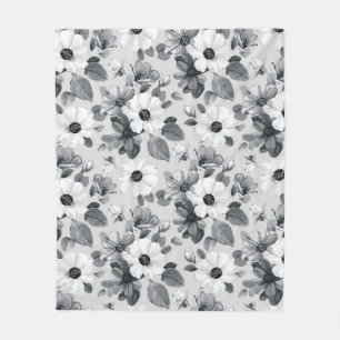 Wildflowers Bouquet Watercolor Vintage Illustratio Fleece Blanket