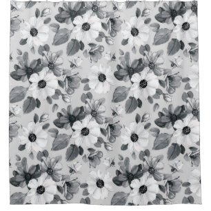 Wildflowers Bouquet Watercolor Vintage Illustratio Shower Curtain