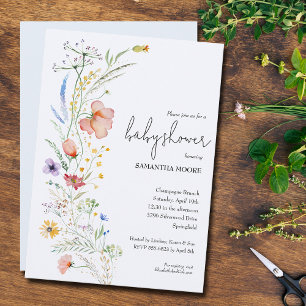 Wildflowers Boy Baby Shower Invitations
