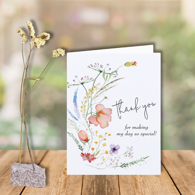 Wildflowers Boy Baby Shower Thank You Card (Creator Uploaded)