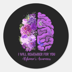 Wildflowers Brain Remember For You Alzheimer Aware Classic Round Sticker
