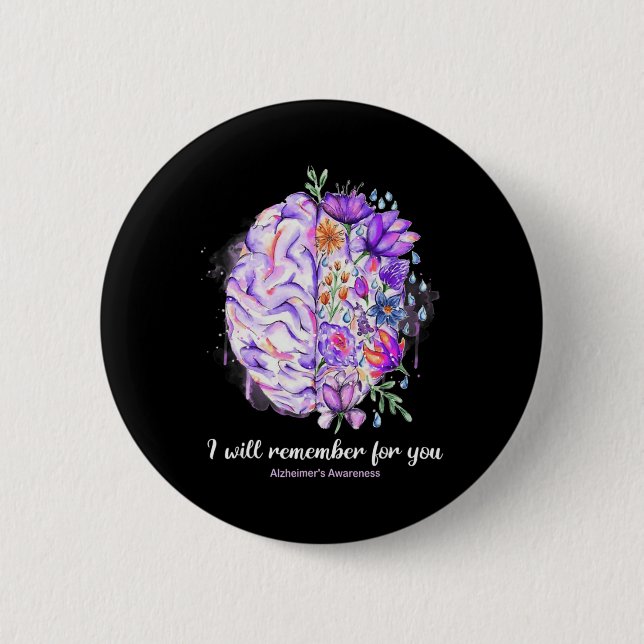 Wildflowers Brain Remember For You Alzheimer Brain 6 Cm Round Badge (Front)