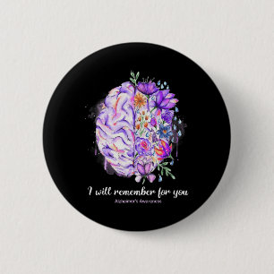 Wildflowers Brain Remember For You Alzheimer Brain 6 Cm Round Badge