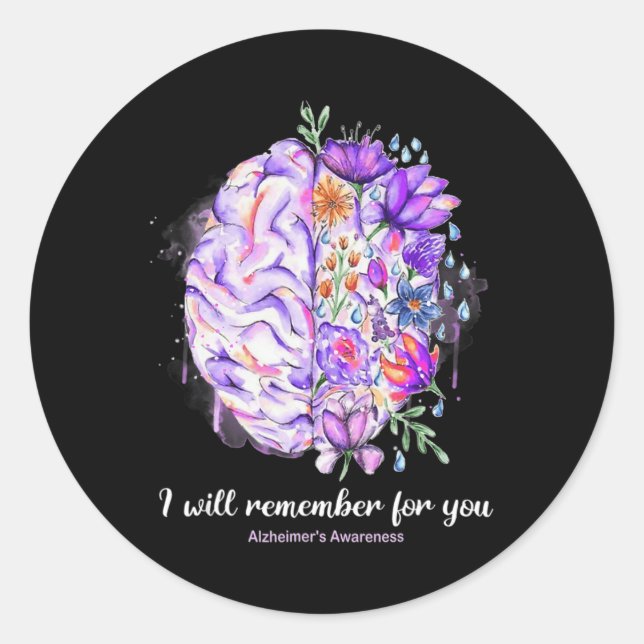 Wildflowers Brain Remember For You Alzheimer Brain Classic Round Sticker (Front)