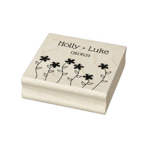 Wildflowers, Branches & Leaves for Wedding Rubber Stamp