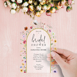 Wildflowers Bridal Shower Acrylic Invitation