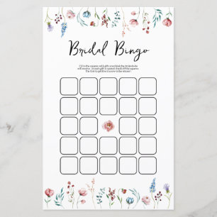 Wildflowers bridal shower bingo game