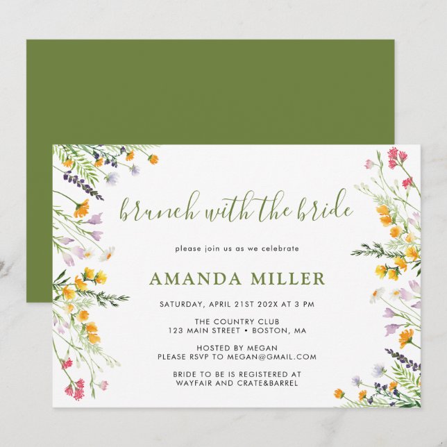 Wildflowers Bridal Shower Brunch invitation (Front/Back)
