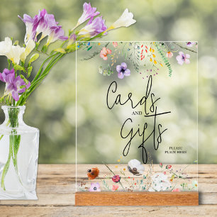Wildflowers Bridal Shower Cards and Gifts Acrylic Sign